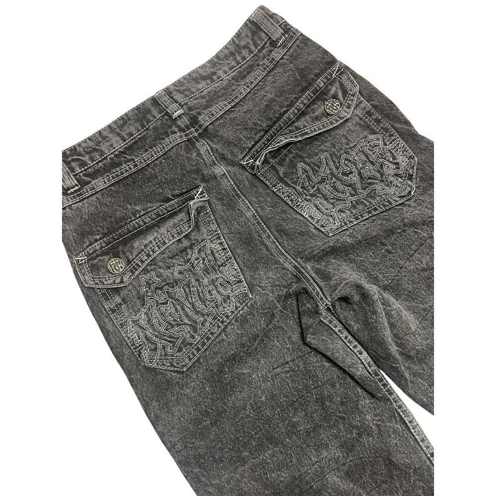 Ninth Hall Ambush Cotton Baggy Jeans Panther Snake Embroidered Denim Pants Black